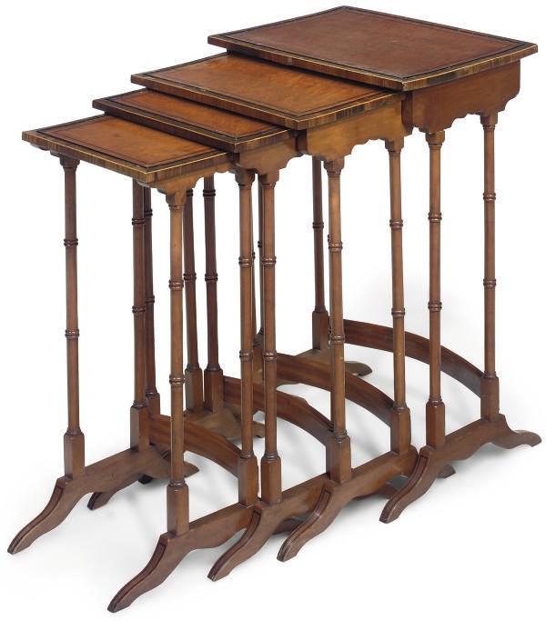 A NEST OF SATINWOOD AND ROSEWOOD BANDED QUARTETTO TABLES