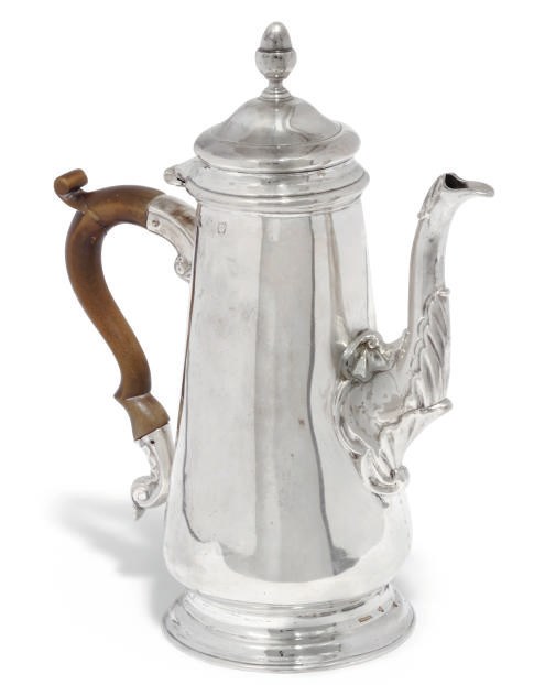 A GEORGE II SILVER COFFEE POT