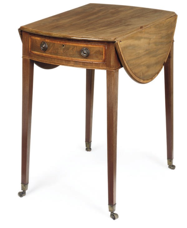 A GEORGE III MAHOGANY AND CROSSBANDED PEMBROKE TABLE