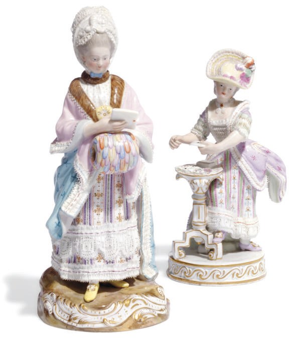 TWO MEISSEN FIGURES OF LADIES