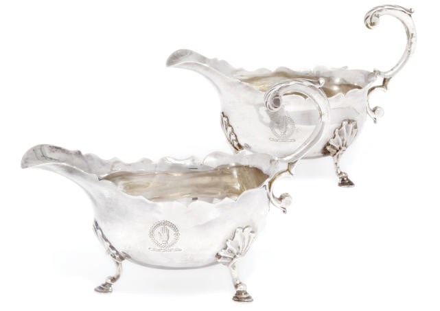 A PAIR OF GEORGE II SILVER SAUCE BOATS