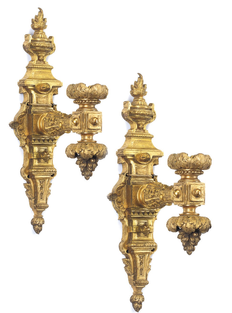 A SET OF FOUR GILT-BRASS WALL-SCONCES