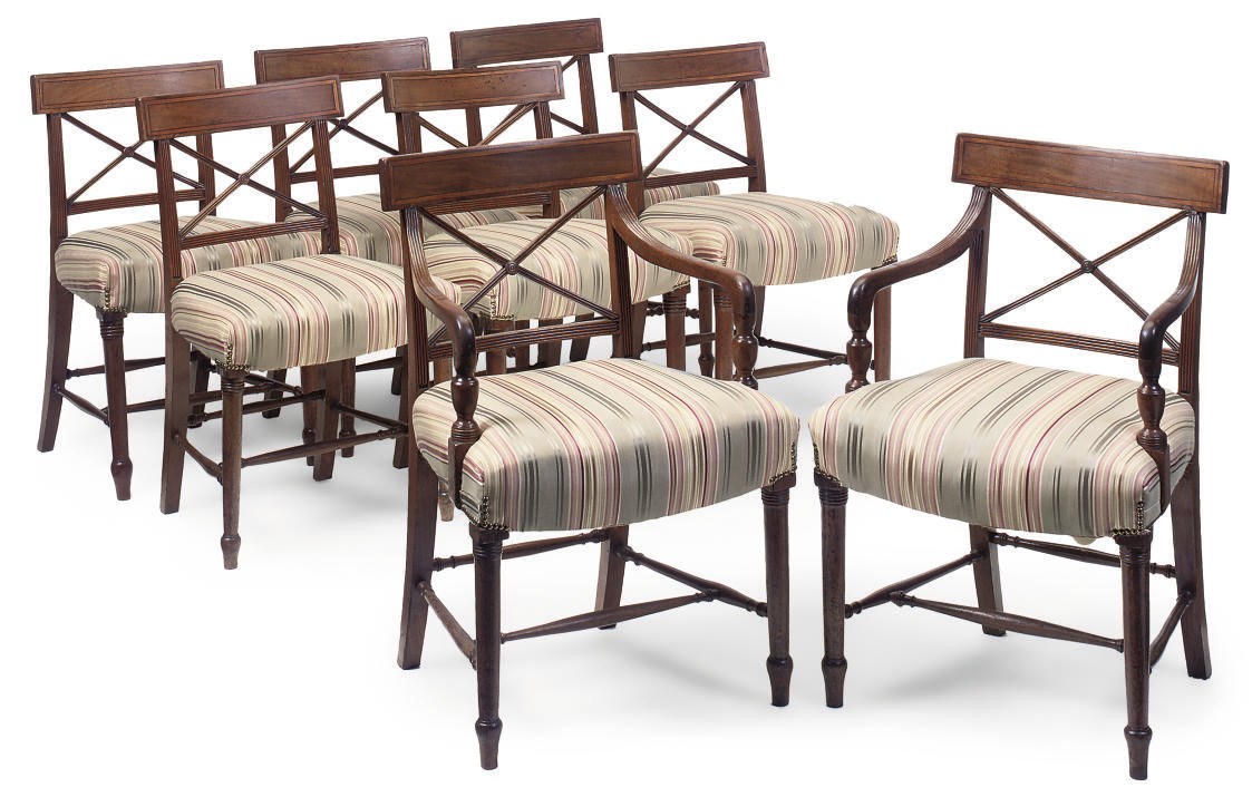A SET OF EIGHT REGENCY MAHOGANY DINING CHAIRS