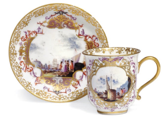 A MEISSEN COFFEE-CUP AND A SAUCER