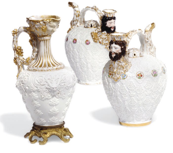AN ASSEMBLED PARIS (JACOB PETIT) THREE-PIECE GARNITURE