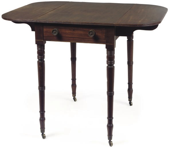 A REGENCY MAHOGANY LINE INLAID PEMBROKE TABLE