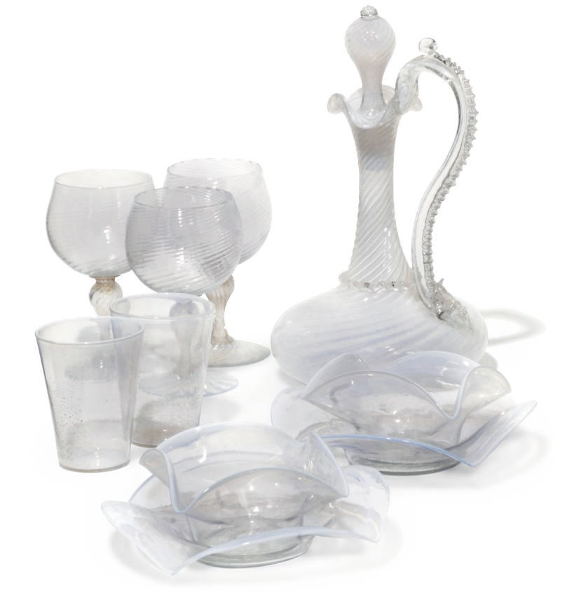 A VENETIAN OPALINE GLASS COMPOSITE SERVICE