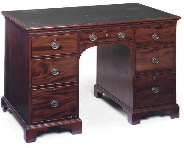 A GEORGE III MAHOGANY KNEEHOLE DESK