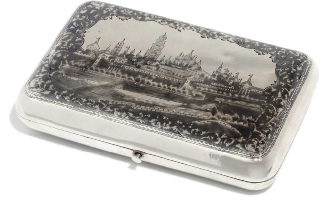 A RUSSIAN SILVER AND NIELLO CIGARETTE CASE