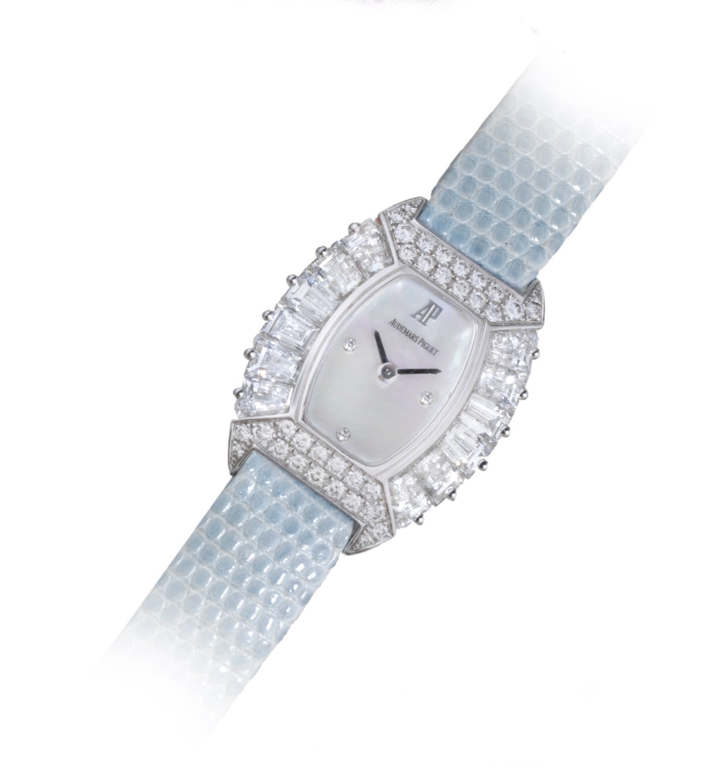 AUDEMARS PIGUET.
LADY'S 18K WHITE GOLD AND DIAMOND-SET WRISTWATCH WITH MOTHER-OF-PEARL DIAL