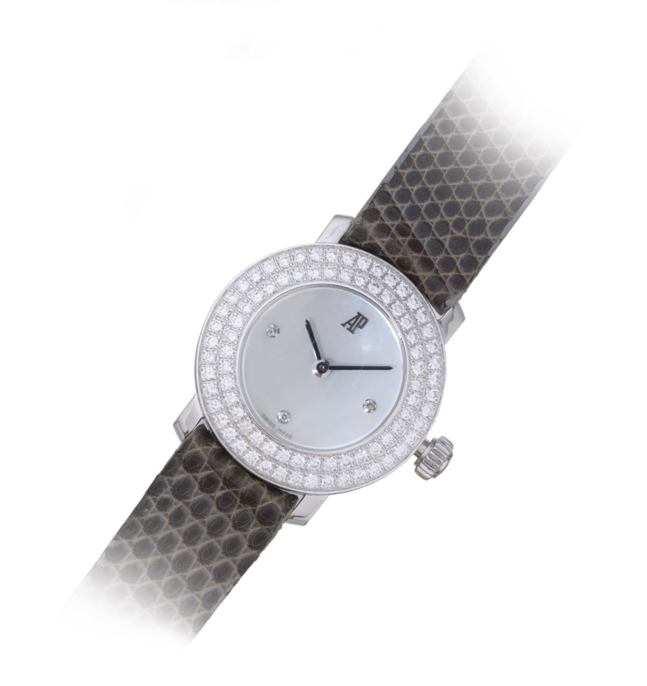 AUDEMARS PIGUET.
LADY'S 18K WHITE GOLD AND DIAMOND-SET WRISTWATCH WITH MOTHER-OF-PEARL DIAL