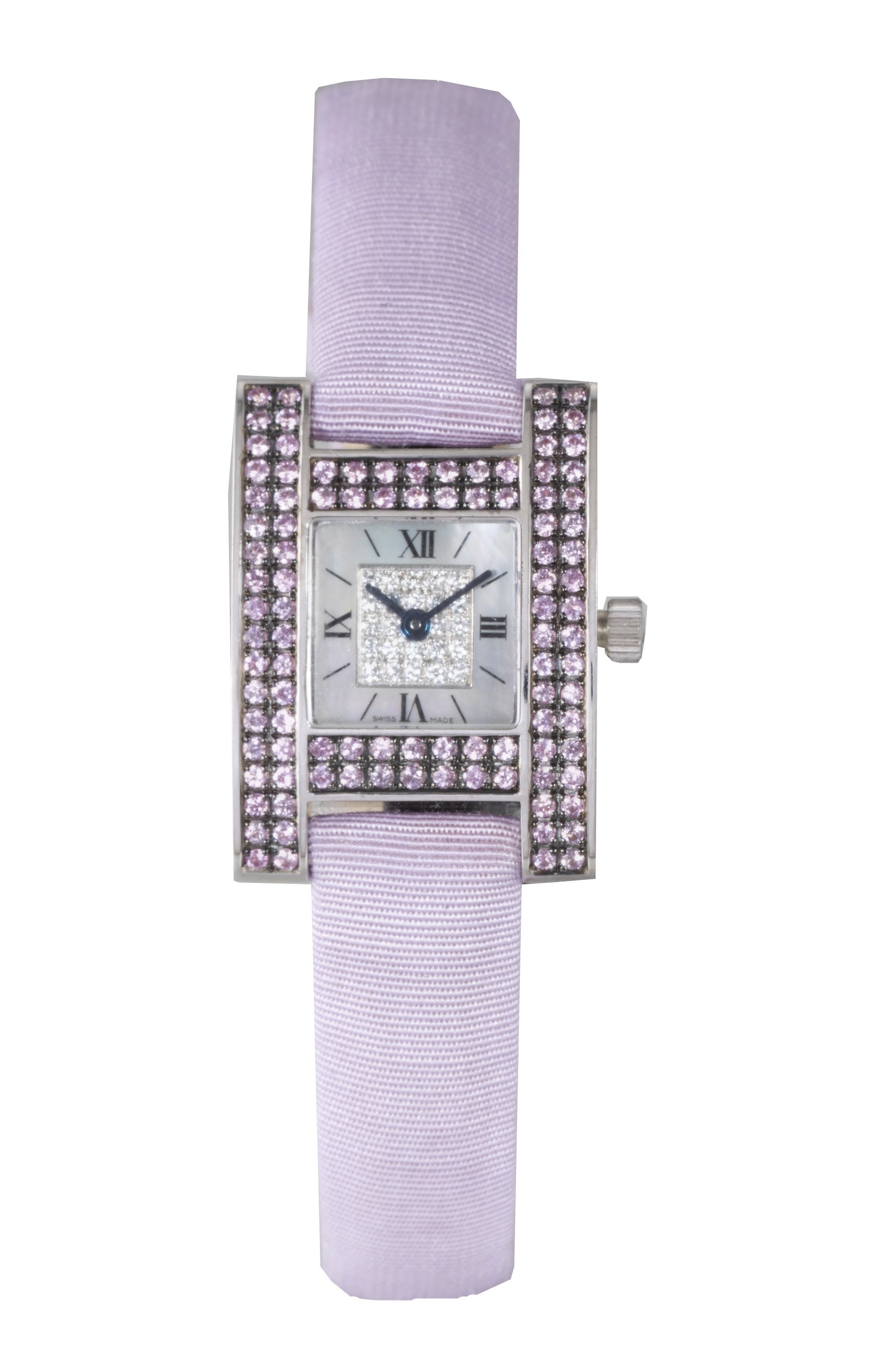 CHOPARD, "YOUR HOUR"
LADY'S 18K WHITE GOLD, PINK SAPPHIRE AND DIAMOND-SET WRISTWATCH WITH MOTHER-OF-PEARL DIAL