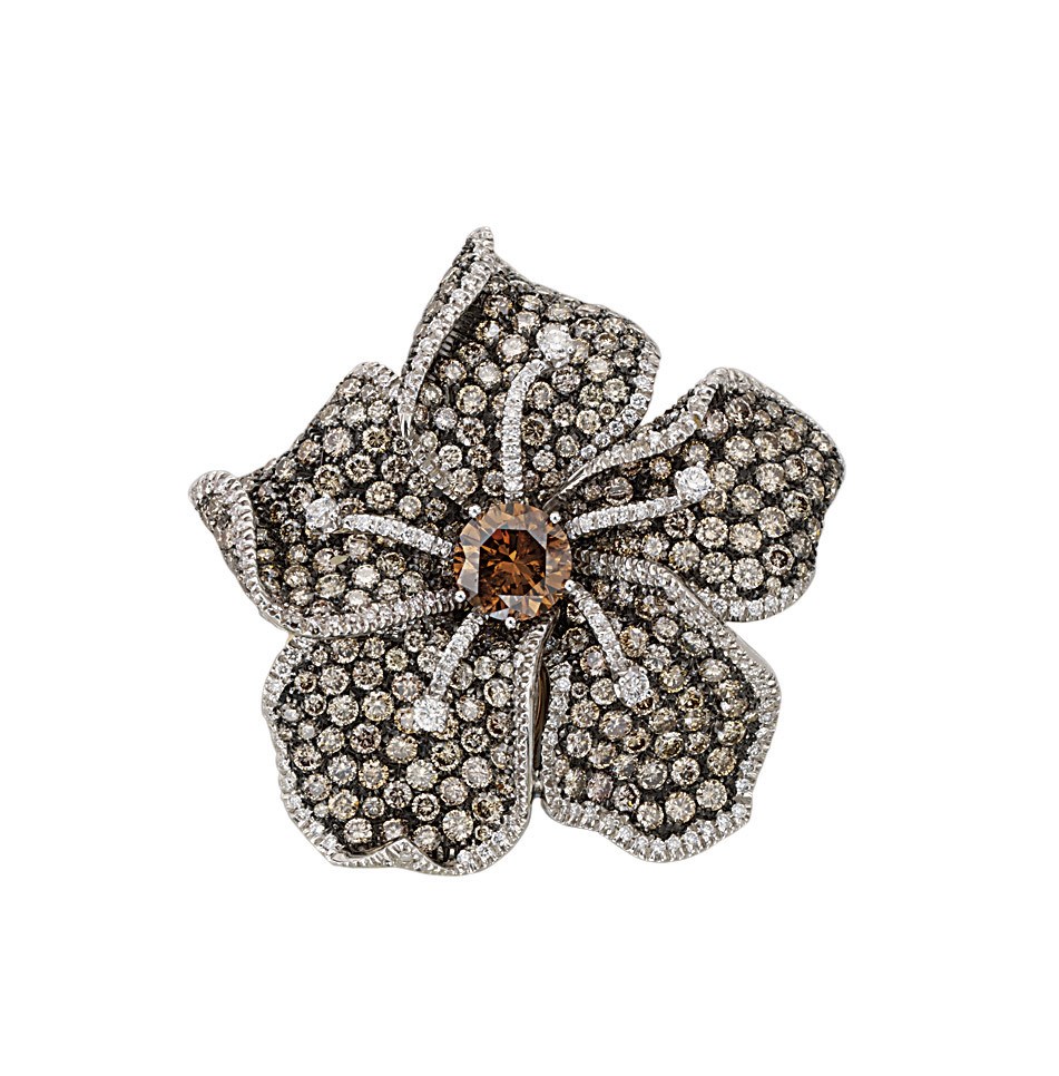 A COLOURED DIAMOND AND DIAMOND FLOWER RING/PENDANT, BY MARGHERITA BURGENER