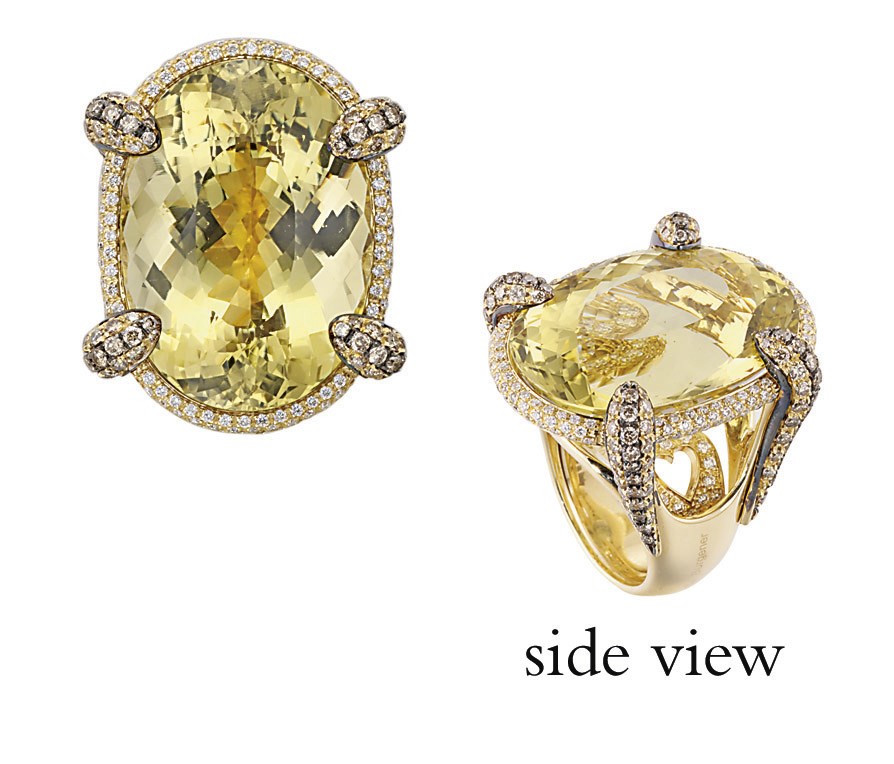 A HELIODOR AND DIAMOND RING, BY MARGHERITA BURGENER