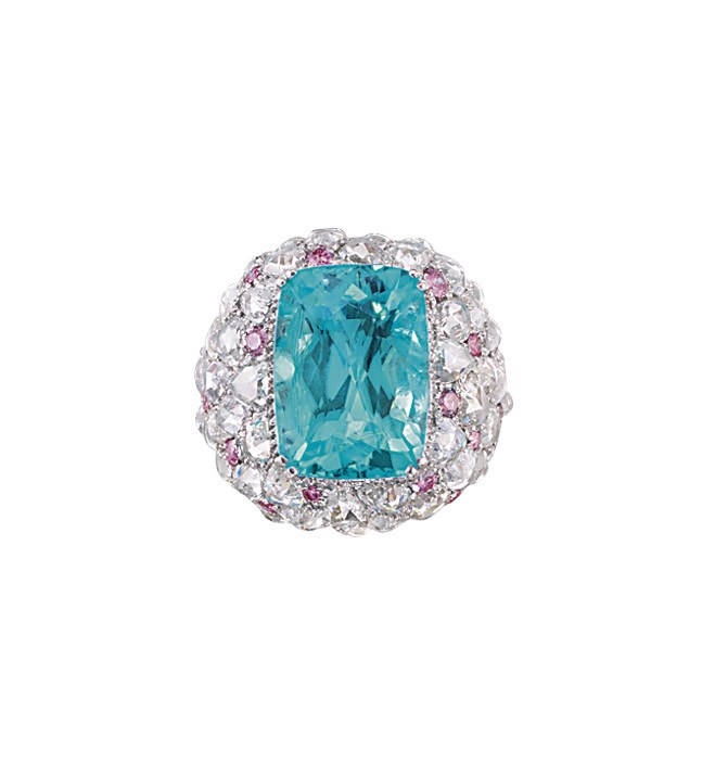 A RARE PARAIBA TOURMALINE AND DIAMOND RING, BY MICHAEL YOUSSOUFIAN