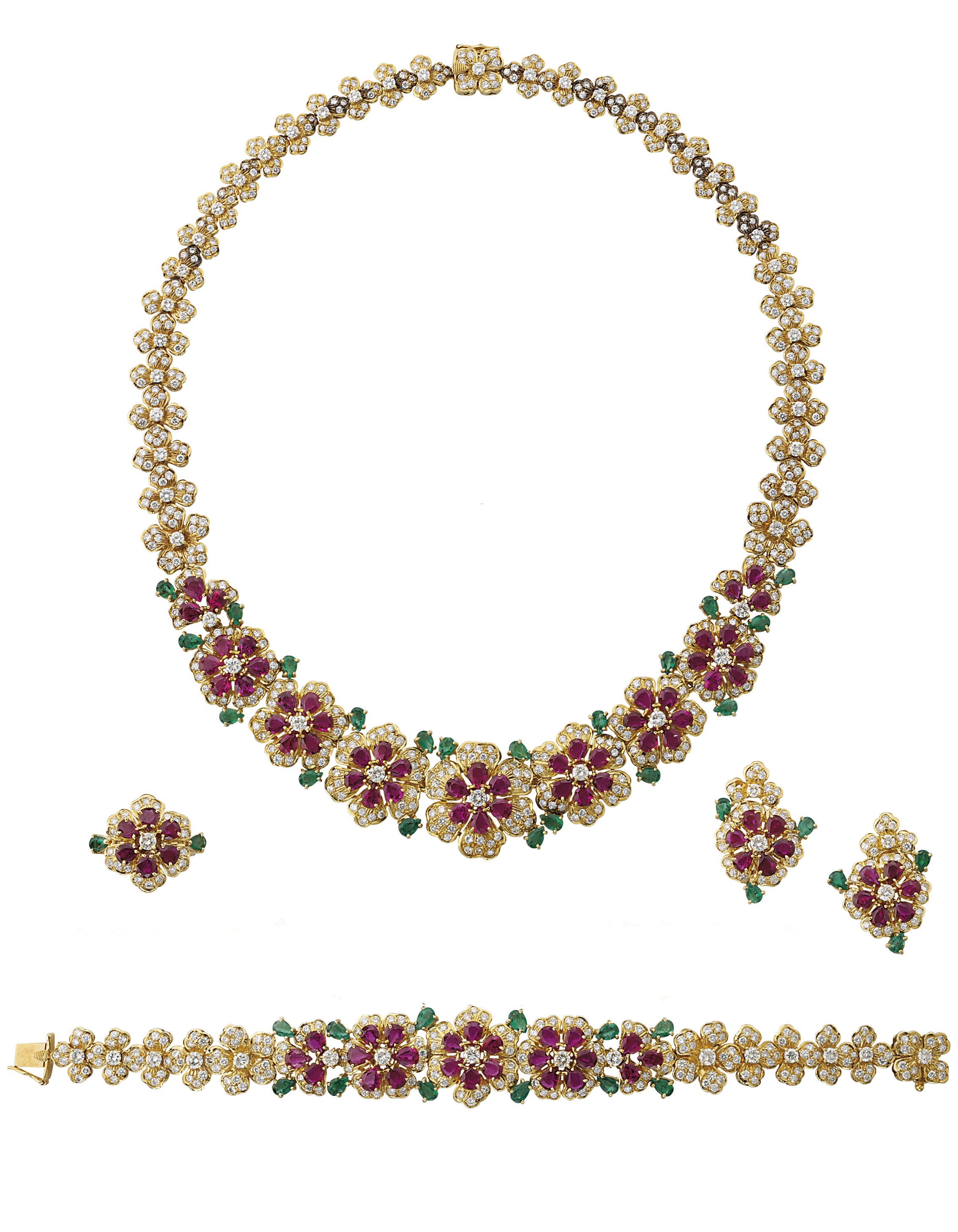 A RUBY, EMERALD AND DIAMOND SUITE