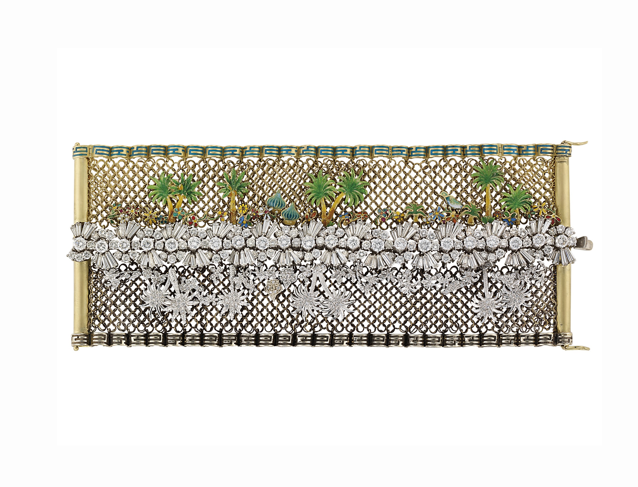 RIVER OF LIFE
AN UNUSUAL DIAMOND AND ENAMEL CUFF BRACELET, BY VINCETE GRACIA