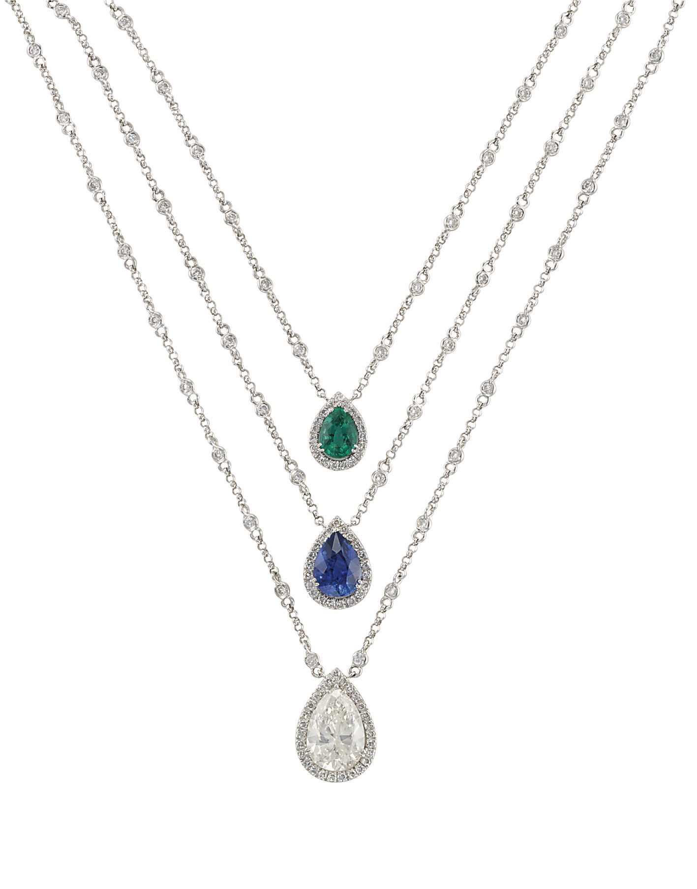 A DIAMOND, SAPPHIRE AND EMERALD NECKLACE, BY ASSIL