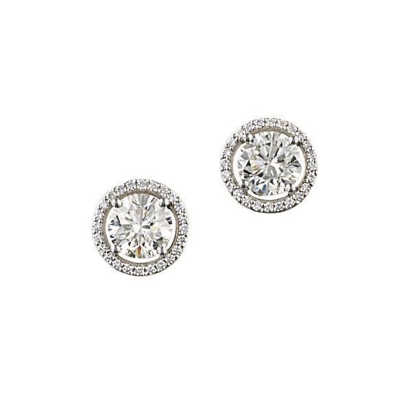 A PAIR OF DIAMOND EAR STUDS