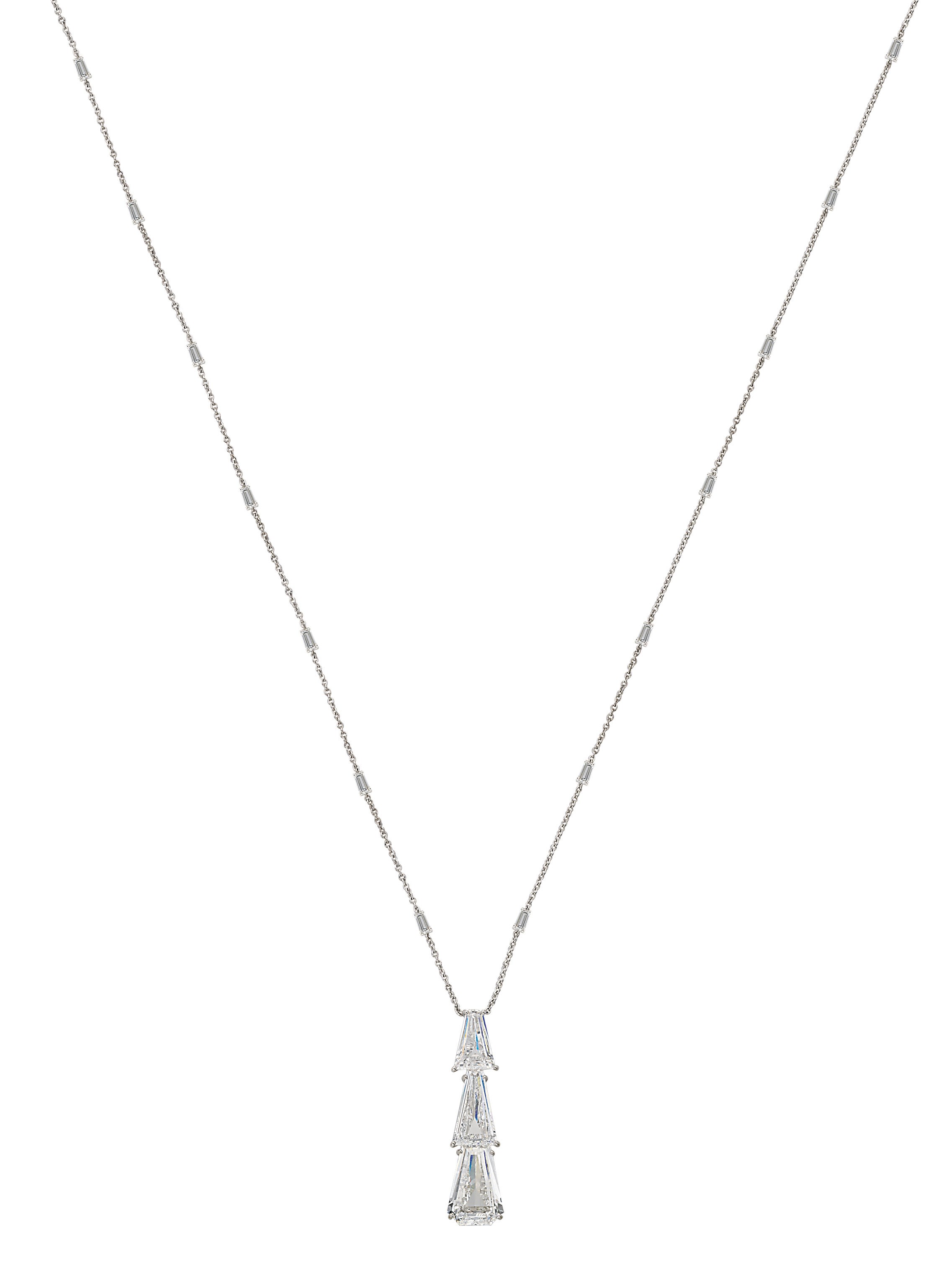 AN IMPORTANT DIAMOND THREE-STONE PENDANT