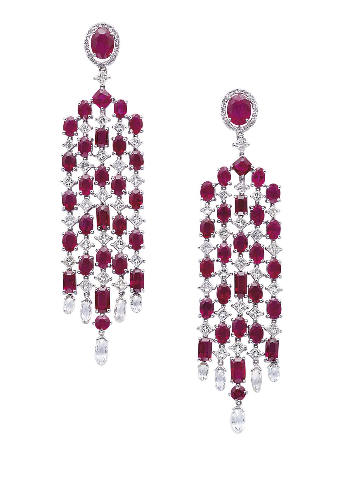 AN ELEGANT PAIR OF RUBY AND DIAMOND EARINGS, BY MICHAEL YOUSSOUFIAN