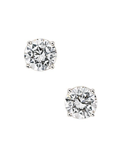 A PAIR OF DIAMOND EAR STUDS