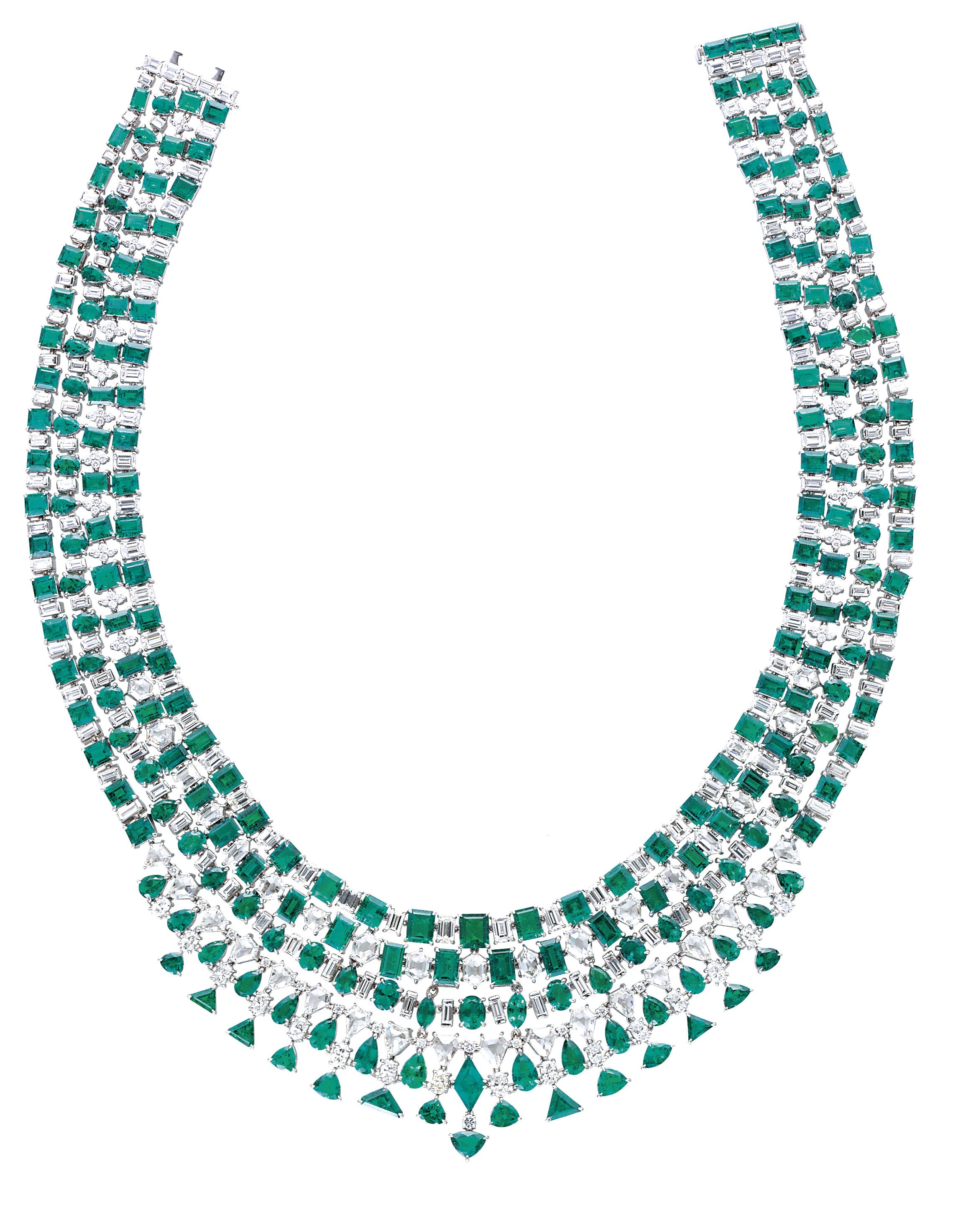 A STRIKING EMERALD AND DIAMOND NECKLACE, BY MICHAEL YOUSSOUFIAN
