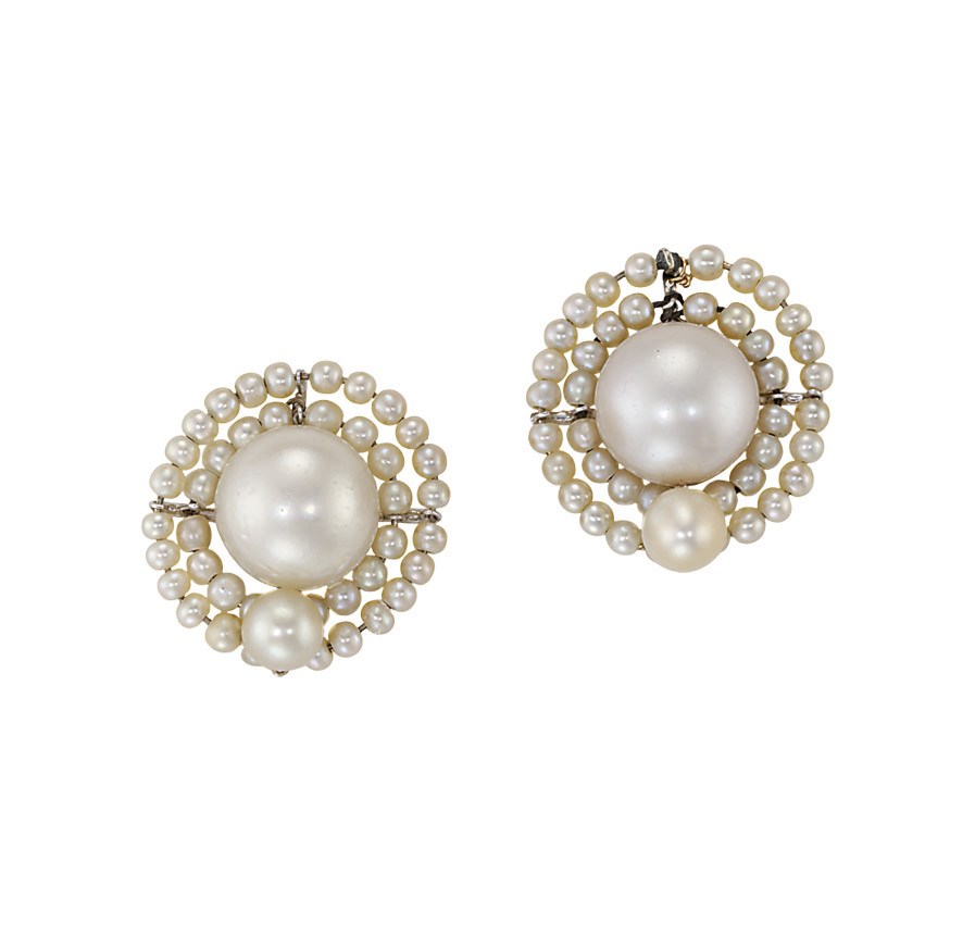 A PAIR OF NATURAL PEARL EARRINGS