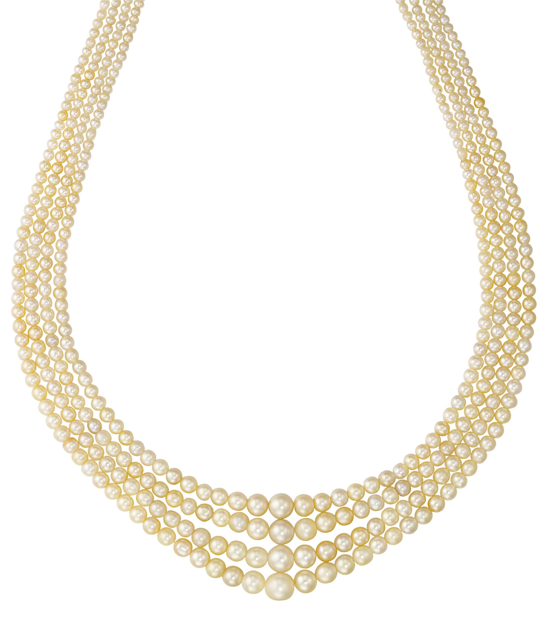 A FOUR-ROW NATURAL PEARL NECKLACE