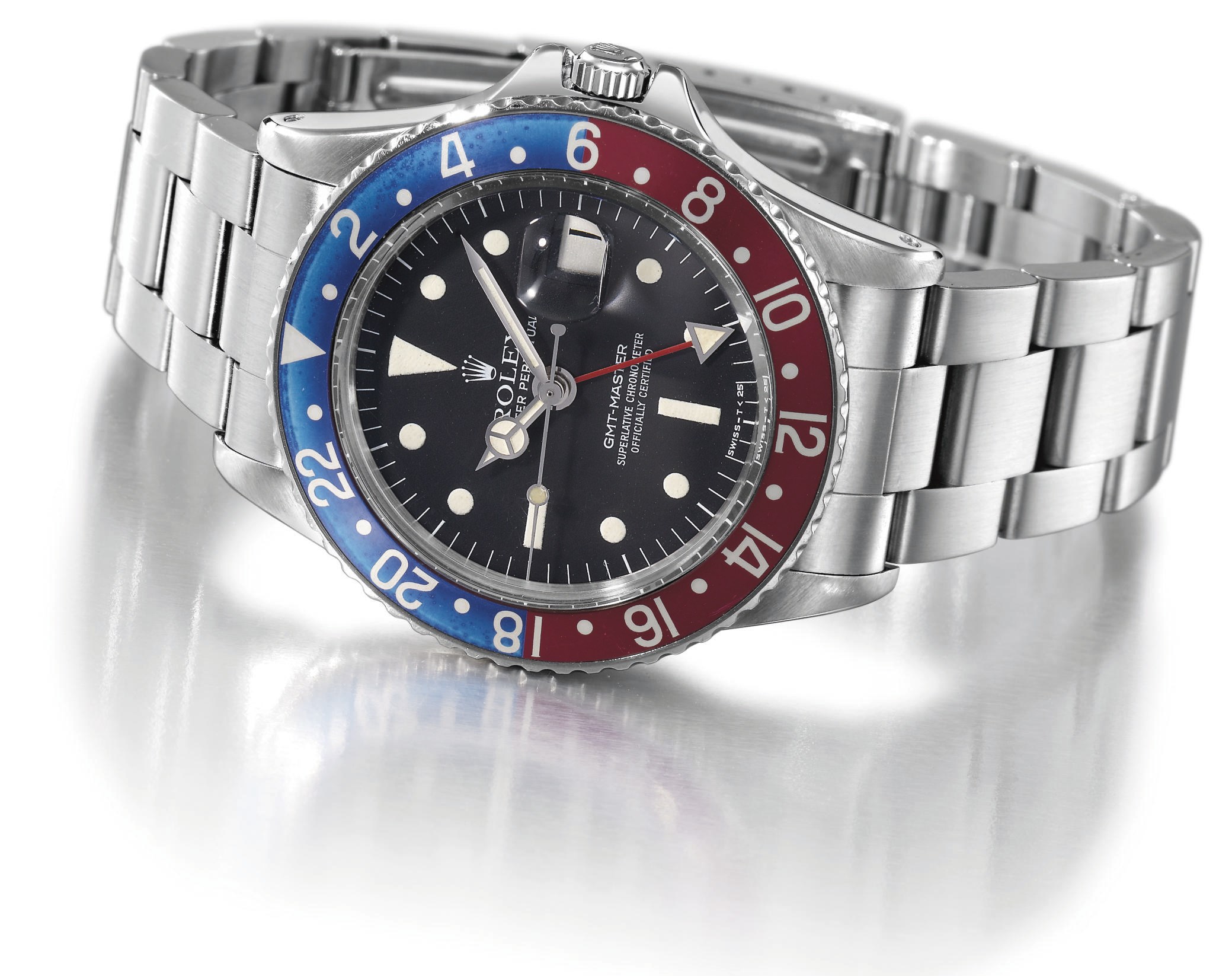 Rolex. A rare and unusual stainless steel self-winding water-resistant dual time wristwatch with sweep centre seconds, date, bracelet and box