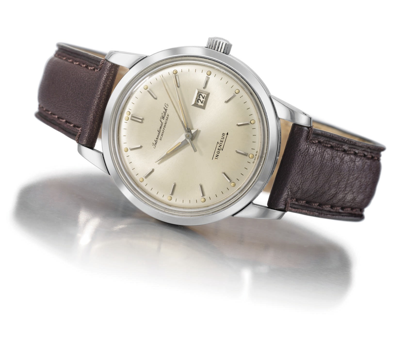 IWC. A fine and rare stainless steel self-winding water-resistant anti-magnetic wristwatch with sweep centre seconds and date