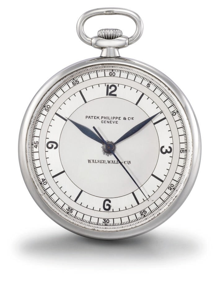 Patek Philippe. A fine and rare stainless steel openface keyless lever watch with sweep centre seconds and two-tone silvered sector dial