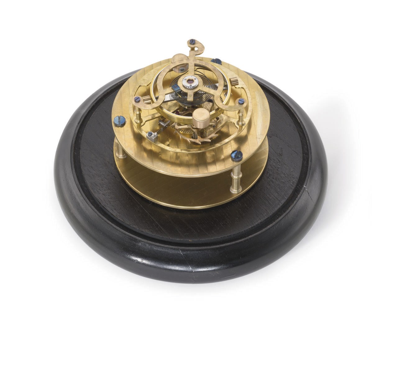 Anon. A brass escapement model of a Lange 1-type one minute flying tourbillon regulator