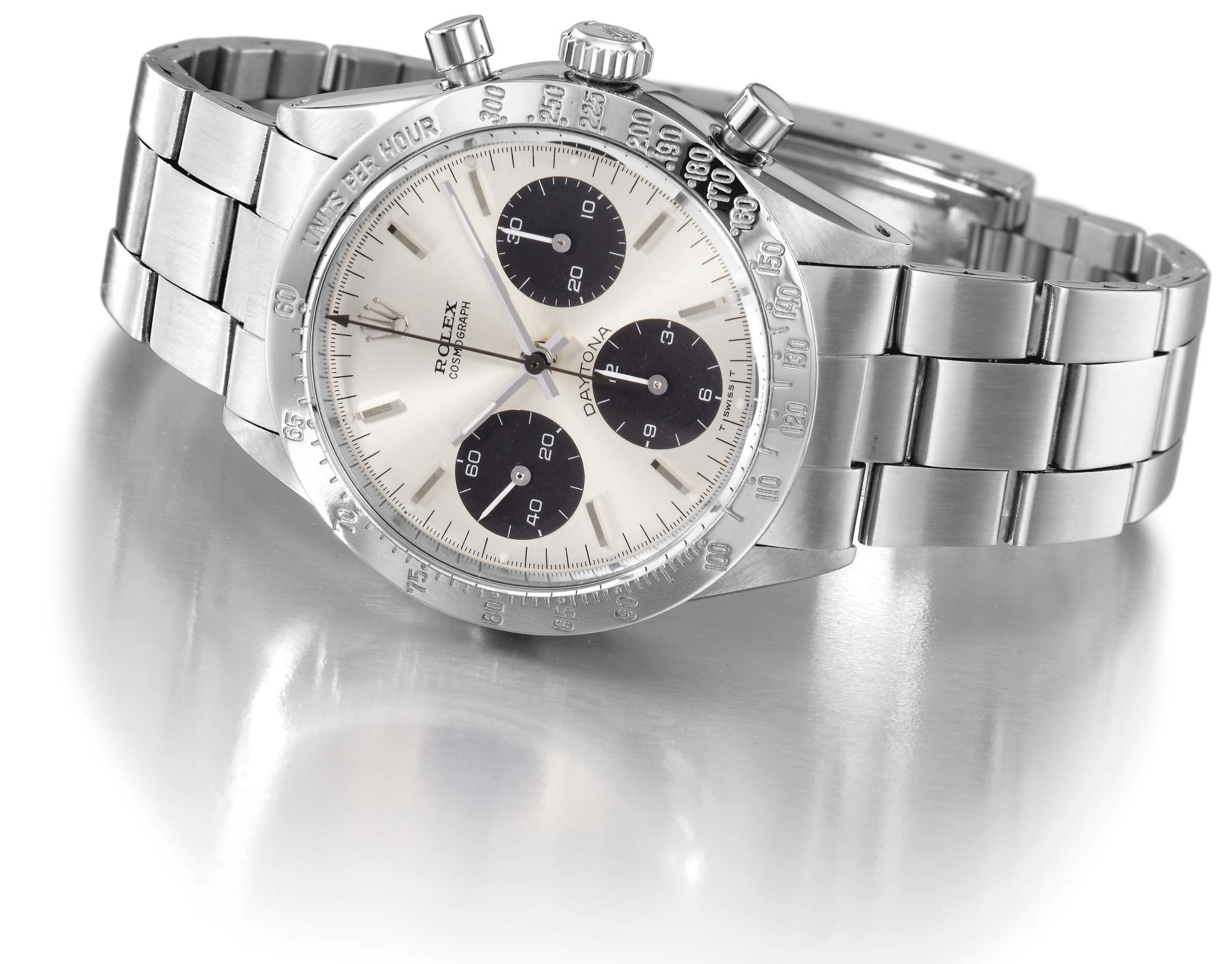 Rolex. A stainless steel chronograph wristwatch with bracelet