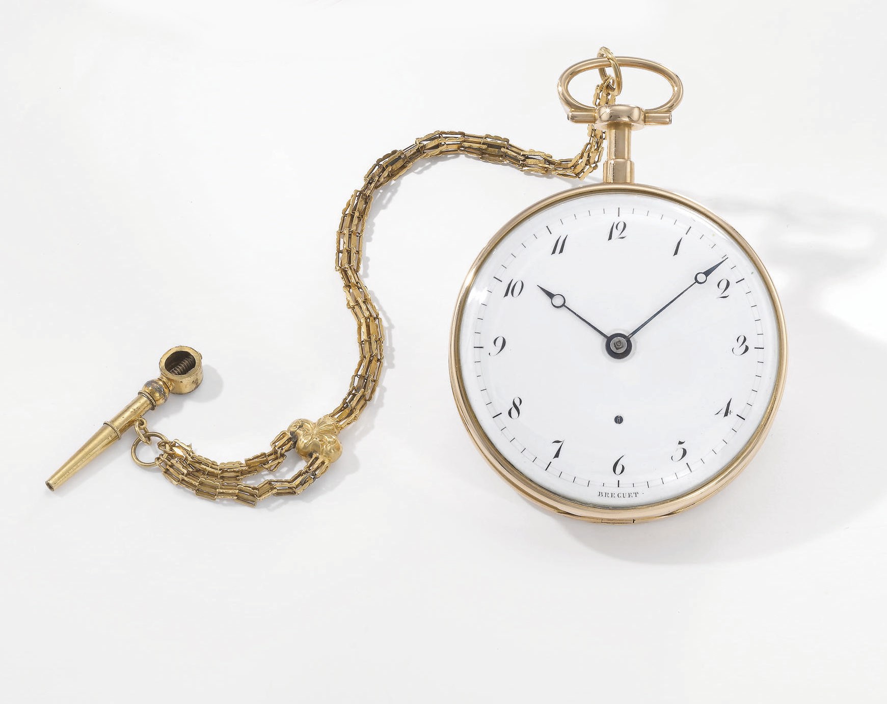Breguet. A fine and large 18K pink gold à toc quarter repeating openface ruby cylinder watch