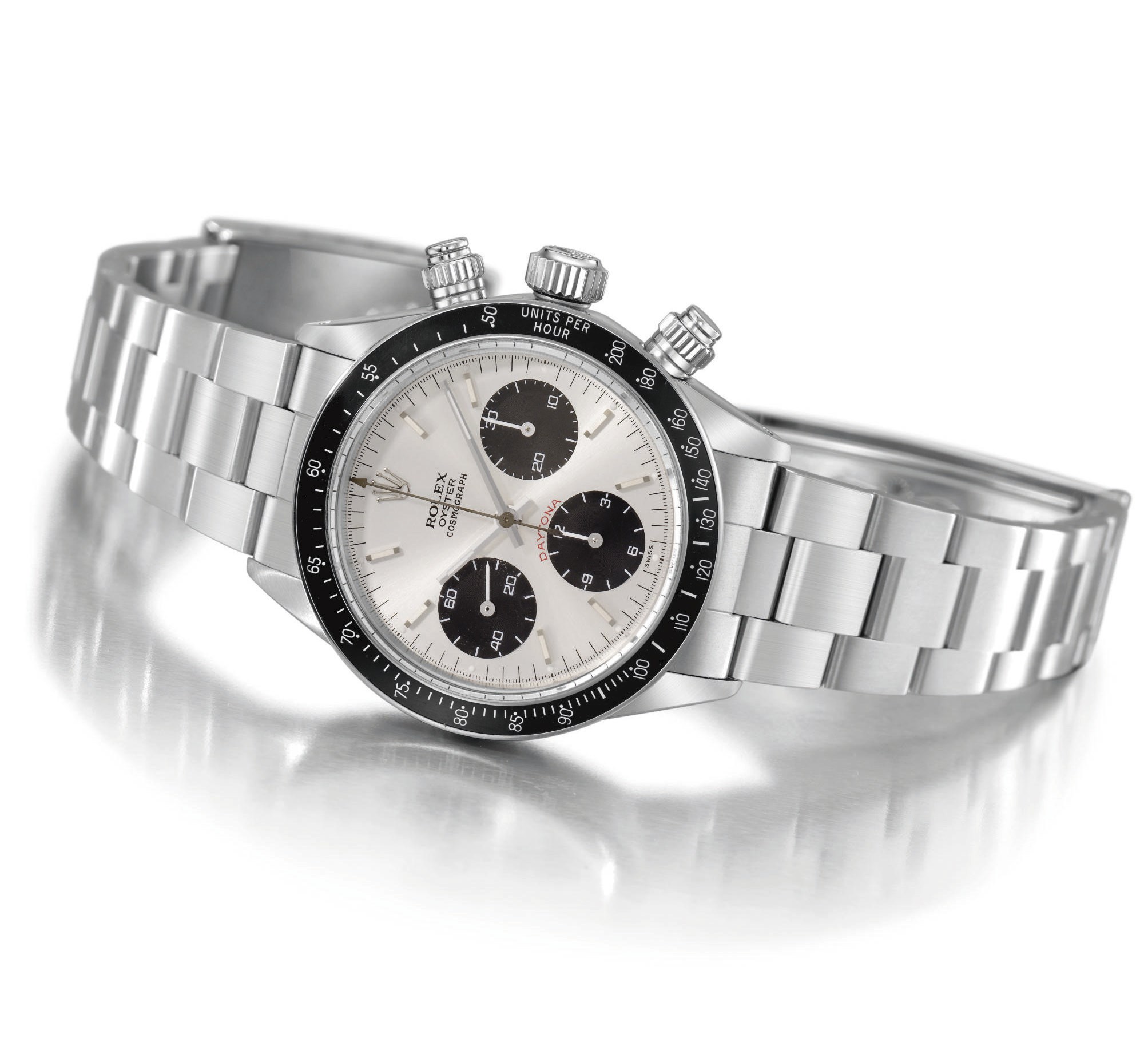 Rolex. A stainless steel water-resistant chronograph wristwatch with bracelet and service invoice
