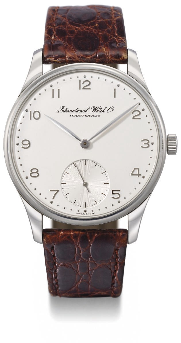 IWC. A fine and rare oversized platinum limited edition wristwatch