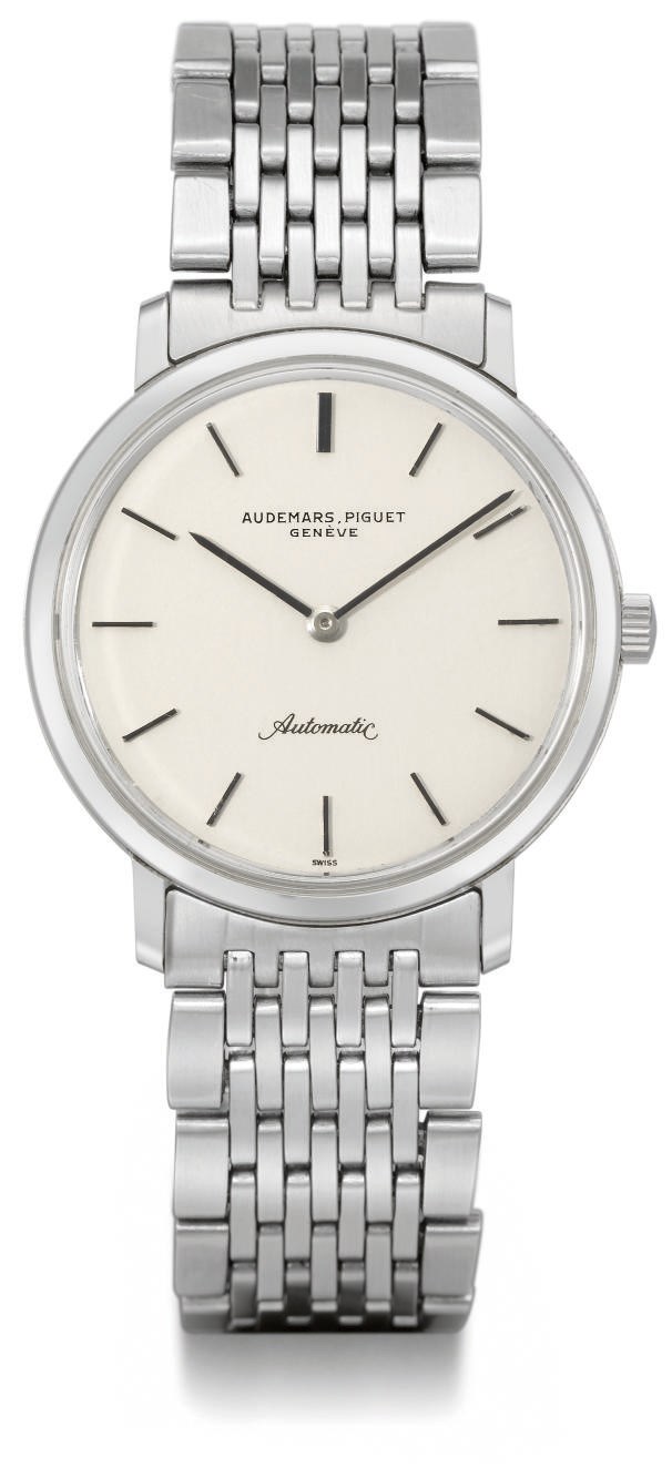 Audemars Piguet. A stainless steel slim self-winding water-resistant wristwatch with bracelet