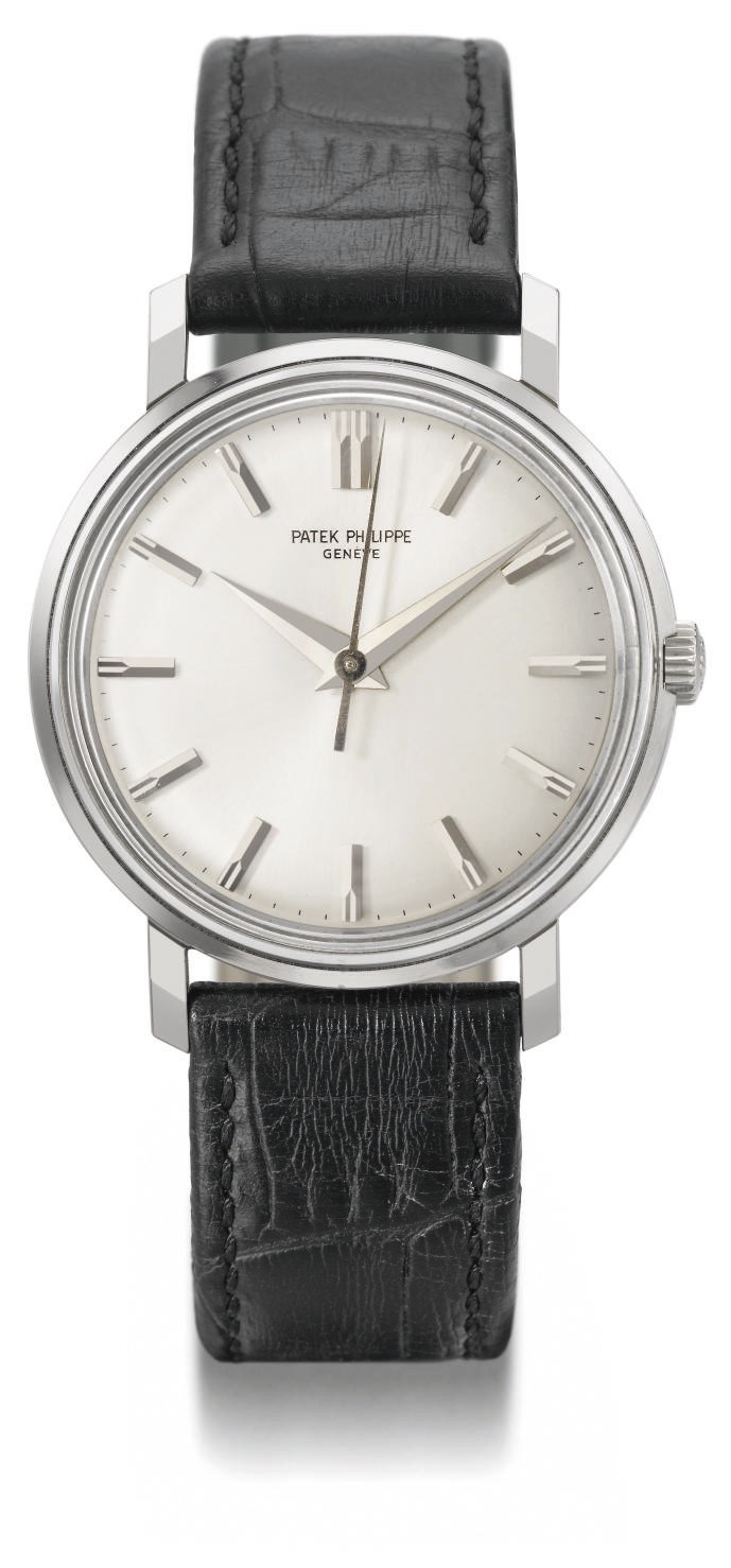 Patek Philippe. An unusual and extremely rare 18K white gold water-resistant wristwatch with sweep centre seconds