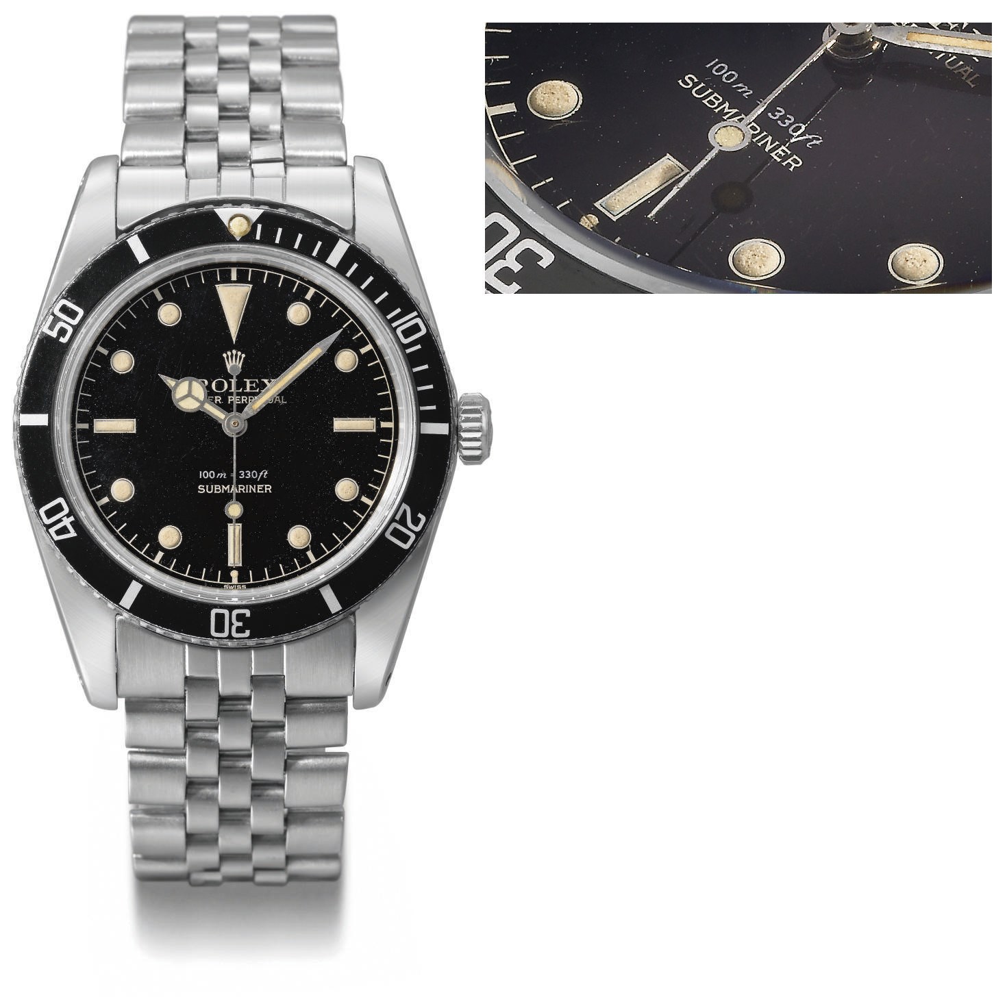 Rolex. A fine and rare stainless steel self-winding water-resistant wristwatch with sweep centre seconds and bracelet