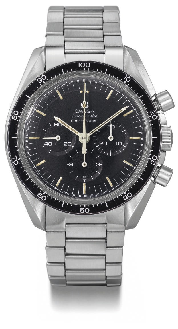 Omega. A rare stainless steel water-resistant chronograph wristwatch with decimetre scale and bracelet