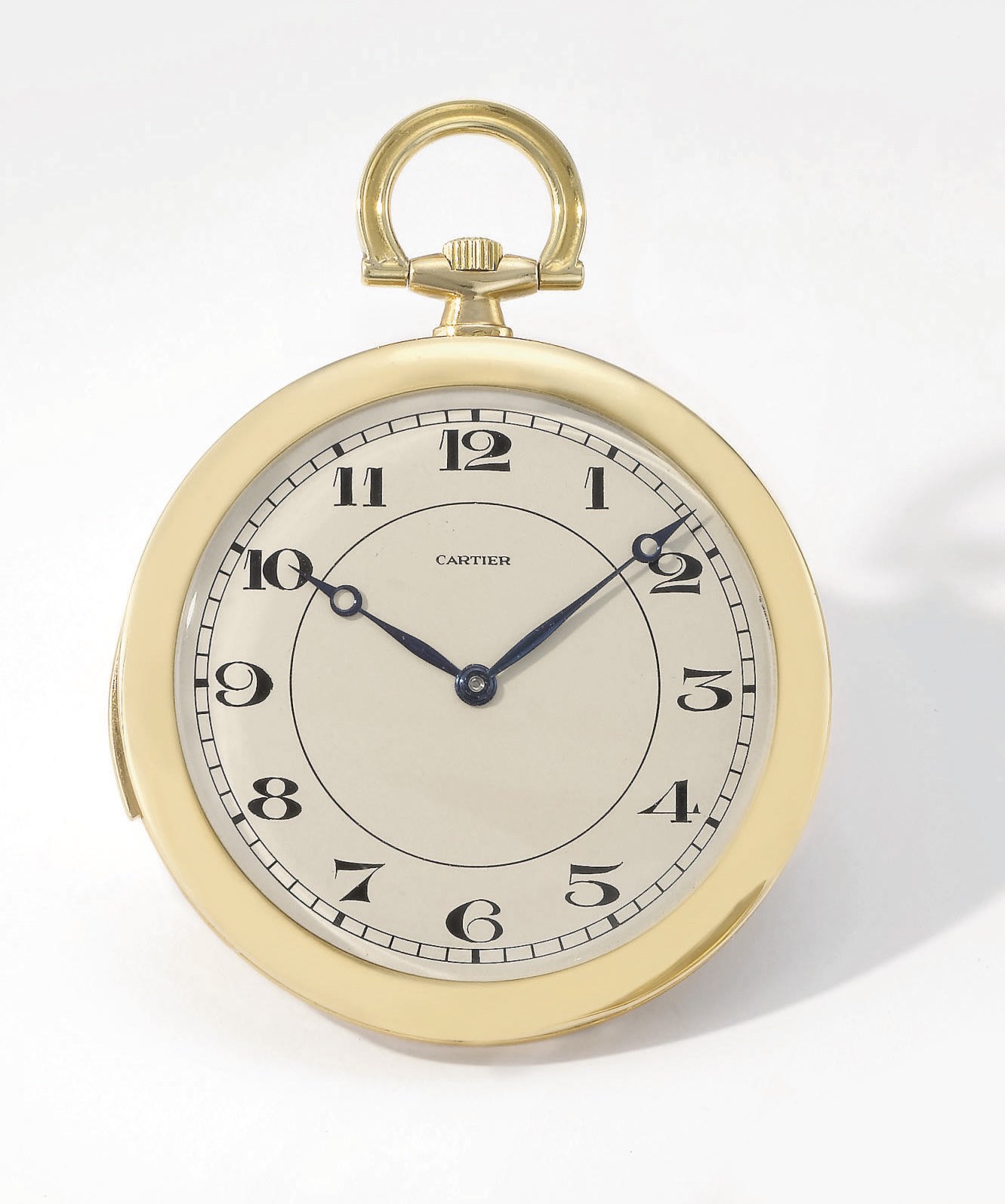 Cartier. A fine and rare slim 18K gold openface minute repeating keyless lever dress watch