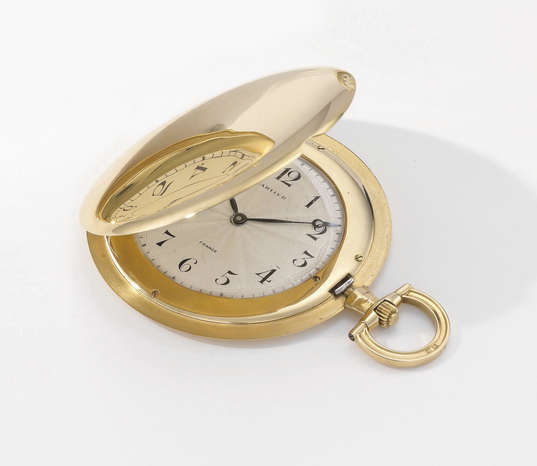 Cartier. An ultra slim 18K gold hunter case keyless lever dress watch