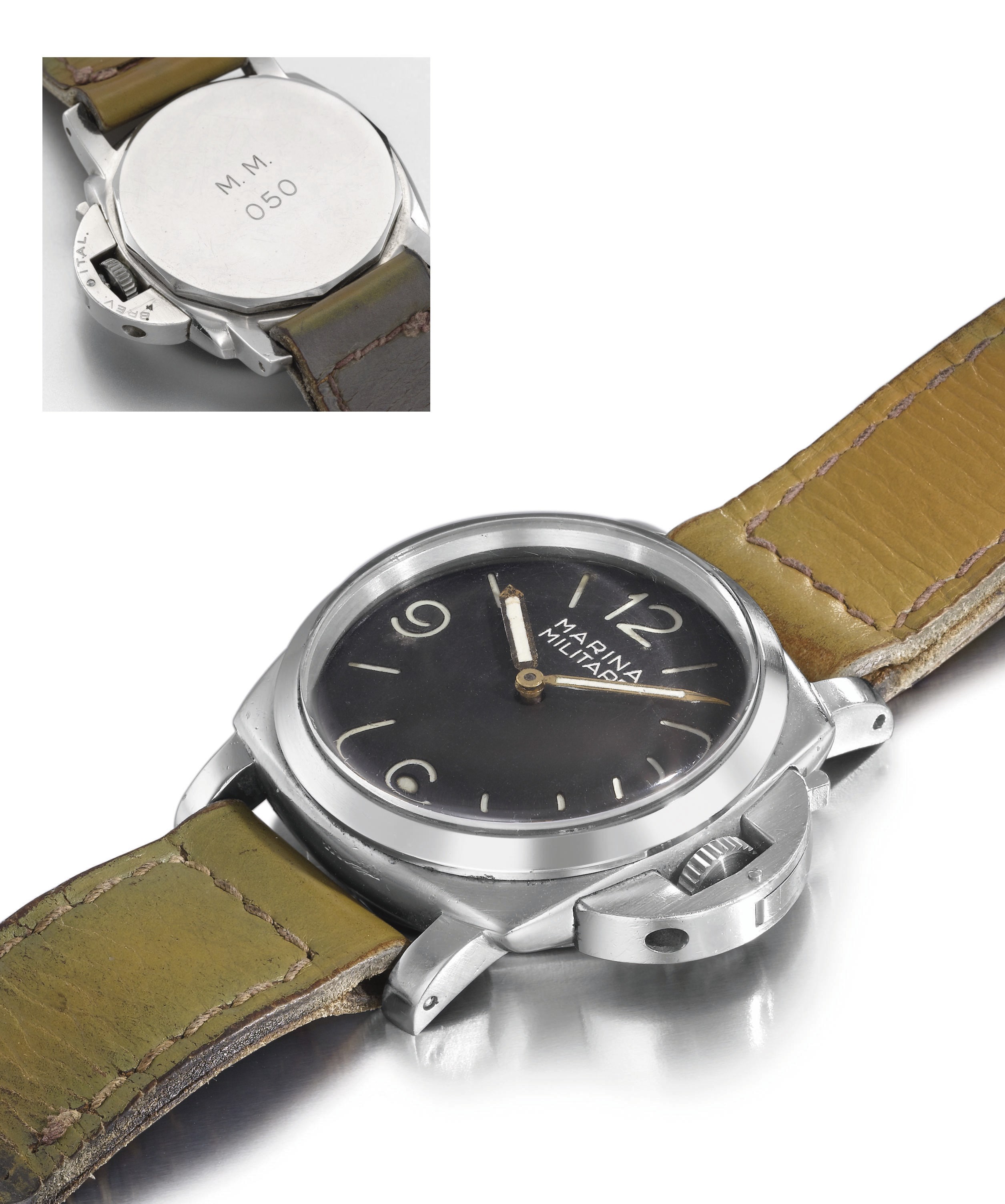 Rolex made for Panerai. A very rare and attractive stainless steel water-resistant diver's wristwatch with military registration marking to the case back