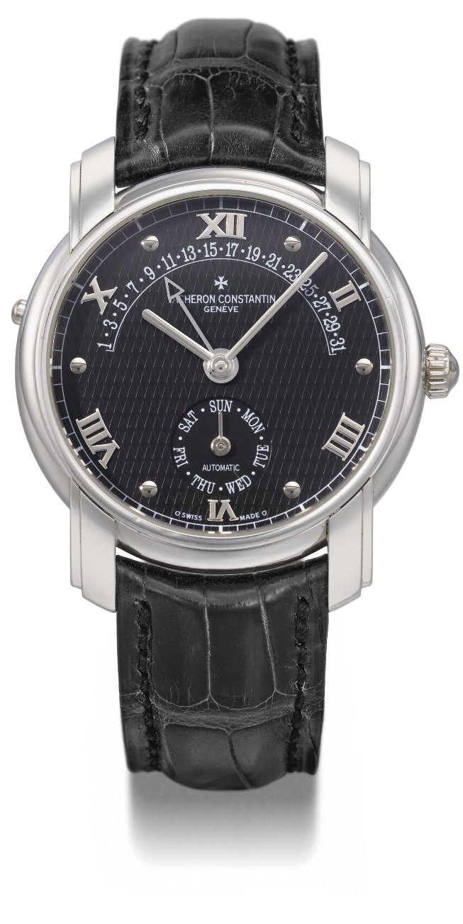 Vacheron Constantin. A fine platinum self-winding calendar wristwatch with retrograde fly-back date