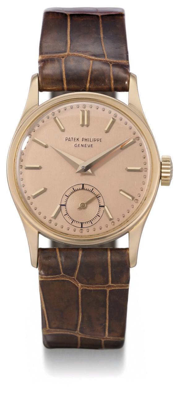 Patek Philippe. A fine 18K pink gold wristwatch with pink dial