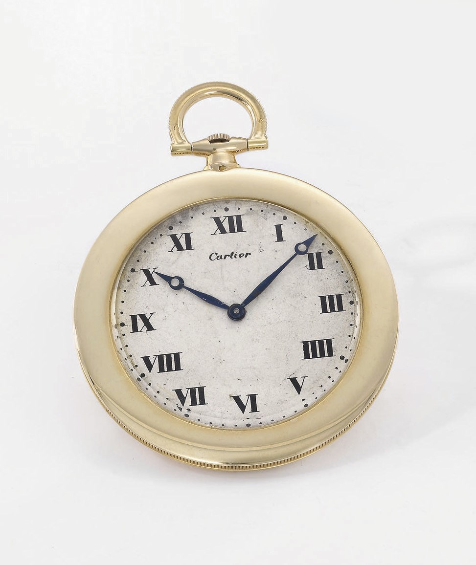 Cartier. A fine 18K gold openface keyless lever dress watch