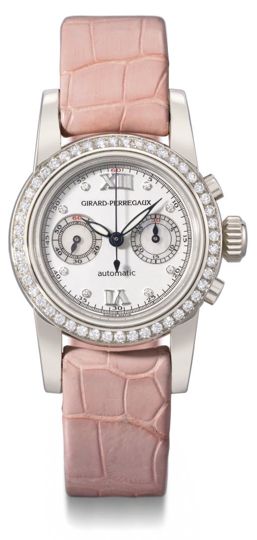 Girard-Perregaux. A lady's fine 18K white gold and diamond-set self-winding chronograph wristwatch