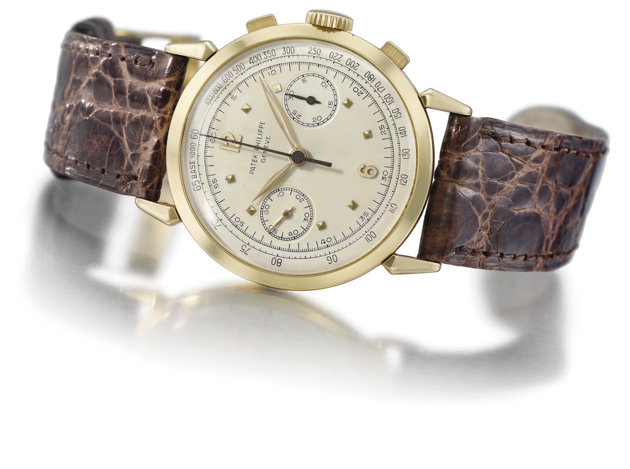 Patek Philippe. A fine and rare 18K gold chronograph wristwatch
