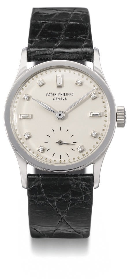 Patek Philippe. A fine and rare platinum and diamond-set wristwatch